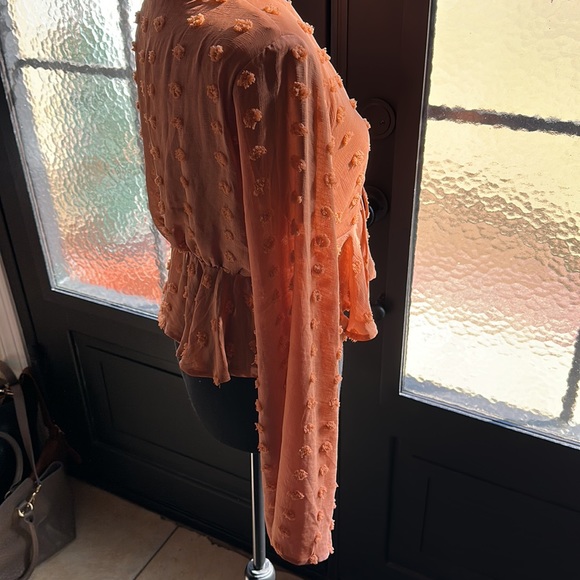 Altar’d State Crop Bell Sleeve Swiss Dot Blouse Sz. S - Picture 6 of 7